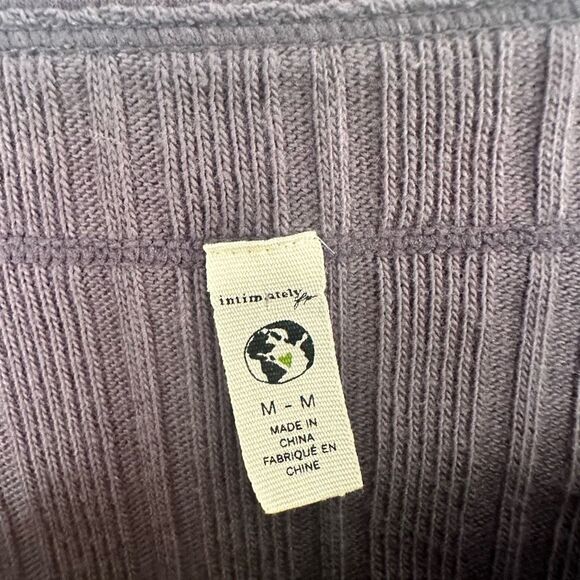 Free People Women’s Medium Gray Ribbed Longsleeve - Picture 2 of 5